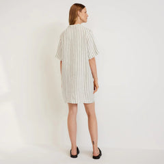 The Linen Workwear Dress | Black / Canvas Tan