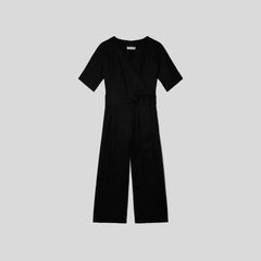 The Wrap Jumpsuit in Linen | Black