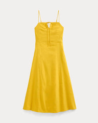 Tie-Neck Dress in Stretch Linen | Passion Fruit