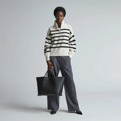 The Luxe Italian Leather Tote | Black