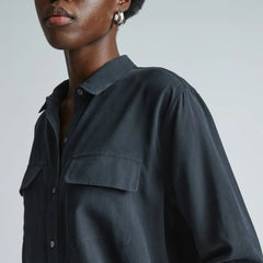 The Washable Silk Relaxed Shirt | Washed Black
