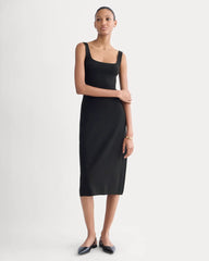 Knit Square-Neck Midi Dress | Black