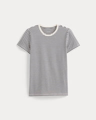 The Slim Crew in Essential Cotton | Bone / Pirate Black Stripe