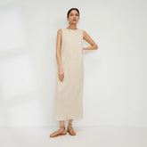 The Linen Bias Cut Dress | Bone / Caramel
