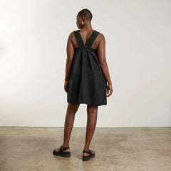 The Smocked Linen Dress | Black