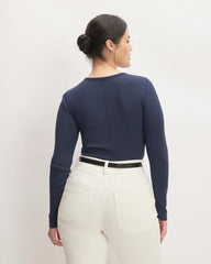 The Luxe Rib Long-Sleeve Crew | Navy