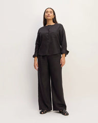 The Popover Shirt in Linen | Black
