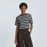 The Organic Cotton Cropped Tee | Navy / Tan