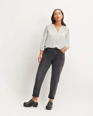 The Washable Clean Silk V-Neck Top | Bone / Black Polka Dot