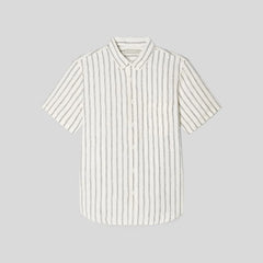 The Classic Short-Sleeve Shirt in Linen | Black / Canvas Tan