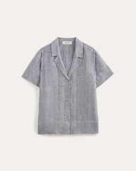 The Notch Shirt in Linen | Midnight Navy Gingham