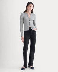 Luxe Rib Button-Up Top | Heathered Light Grey
