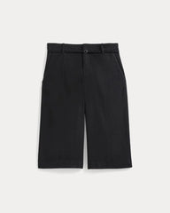 Long Tailored Short in Stretch Linen | Black