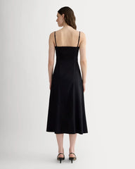 The Seamed Dress in Stretch Linen | Black