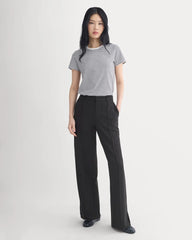 The Slim Crew in Essential Cotton | Bone / Pirate Black Stripe