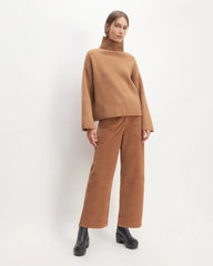The Felted Merino Funnel-Neck Pullover | Deep Camel
