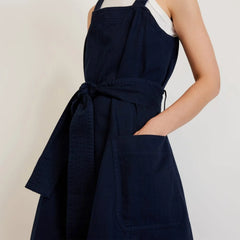 The Organic Cotton Herringbone Dress | Navy