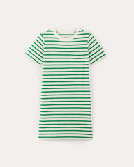 The Organic Cotton Weekend Tee Dress | Bone / Grass Green
