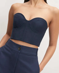 The Structured Cotton Bustier | Navy