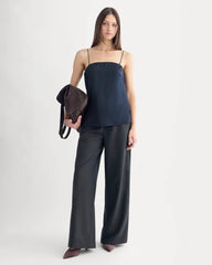 Thin Strap Cami in Silk Charmeuse | Navy