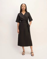 The Wrap Dress in Linen | Black