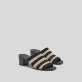 The Glove Mule in ReKnit | Black/ Parchment Stripe