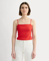 The Seamed Top in Stretch Linen | Classic Red