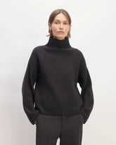 The Felted Merino Funnel-Neck Pullover | Black