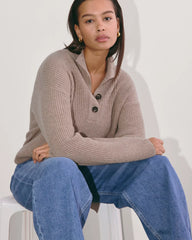The Cocoon Henley in Wool Cashmere | Oatmeal