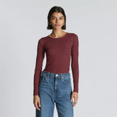 The Pima Micro-Rib Long-Sleeve Crew | Brandy