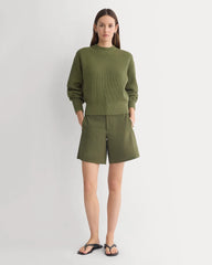 Cropped Ribbed Crew in Everyday Cotton | Mayfly