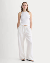 The Drawstring Pant in Linen | Natural Chambray