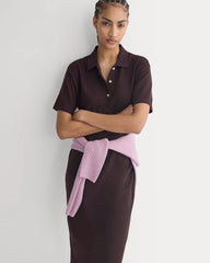 Pique Polo Short-Sleeve Dress | Dark Chocolate