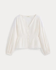 Balloon Sleeve Top in Cotton Silk | Bone