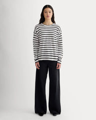 The Slouch Sweater in Cotton Linen | White / Black