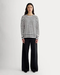 The Slouch Sweater in Cotton Linen | White / Black