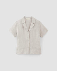 The Notch Shirt in Linen | Stone / White