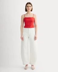 The Seamed Top in Stretch Linen | Classic Red