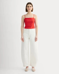The Seamed Top in Stretch Linen | Classic Red