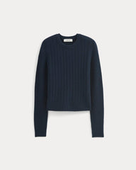 Mix Ribbed Crew in Cashmere | Navy
