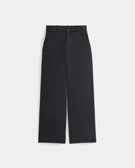 Wide-Leg Belted Pant in Stretch Linen | Black | Long