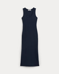 Scoop-Neck Midi Dress in Pointelle Knit | Deep Navy