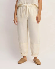 The Linen Pull-On Barrel Pant | Bone