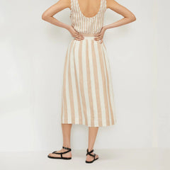 The Linen Wrap Skirt | Bone / Caramel