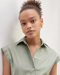 The Supima® Cotton Short-Sleeve Shirt Dress | Sage Green
