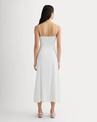The Seamed Dress in Stretch Linen | White