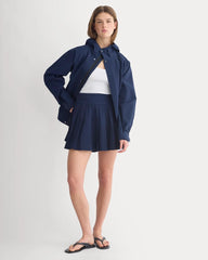 Utility Pleated Mini Skirt | Navy