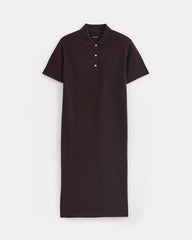 Pique Polo Short-Sleeve Dress | Dark Chocolate