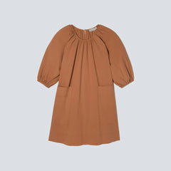 The Seersucker Puff Sleeve Dress | Tawny Brown