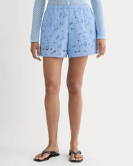 The Eyelet Pull-On Short | Sky Blue